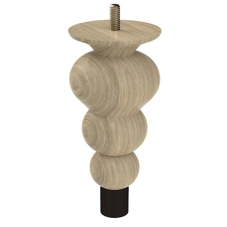 6 Tipt Toe Bun Foot With Bolt And 1 Flat Black Ferrule - White Oak